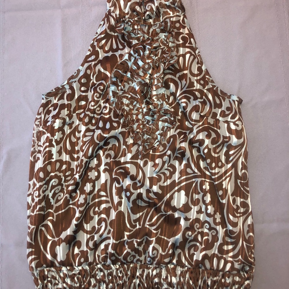Brown and Light Blue Blouse